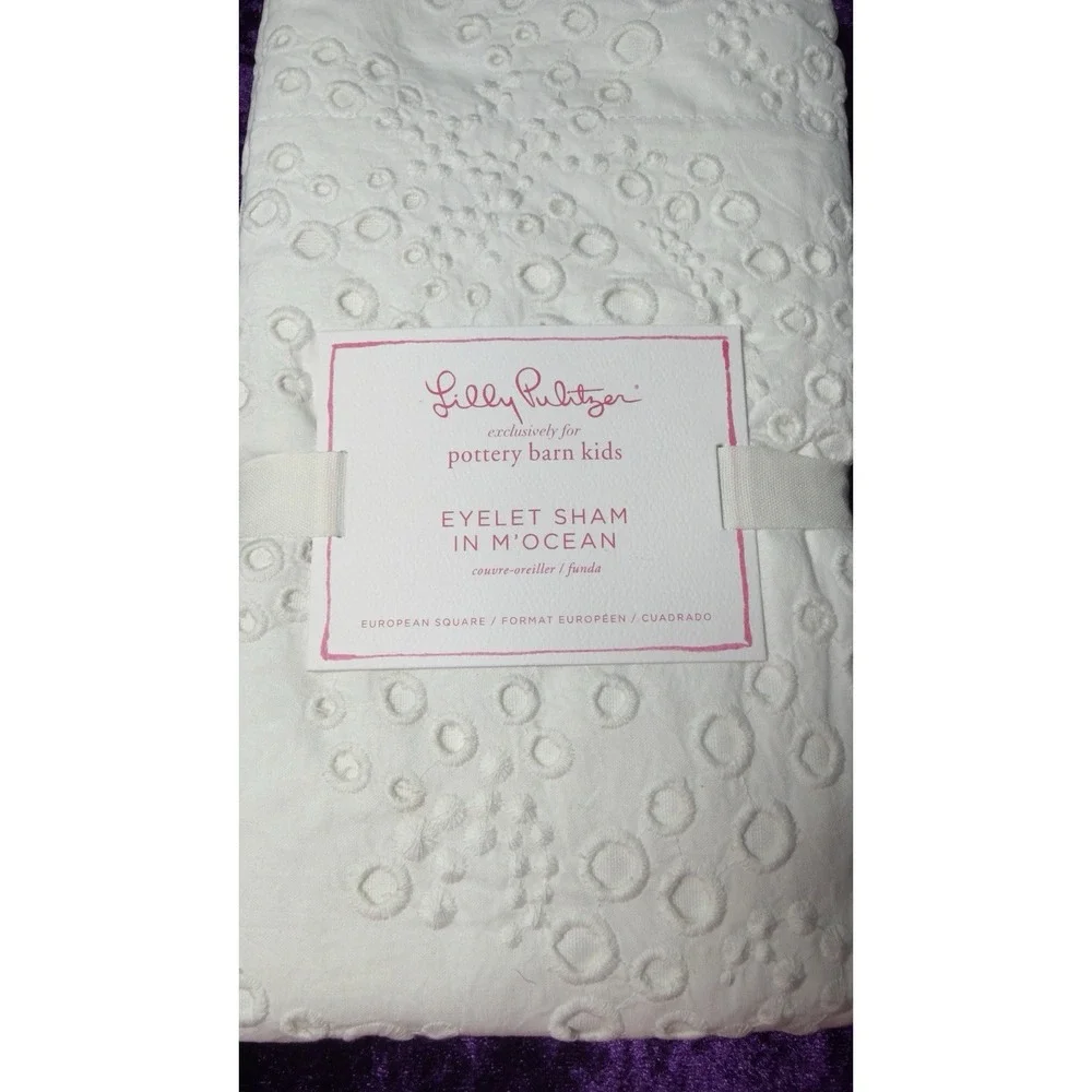 Pottery Barn Lilly Pulitzer Ocean Eyelet EURO Sham White